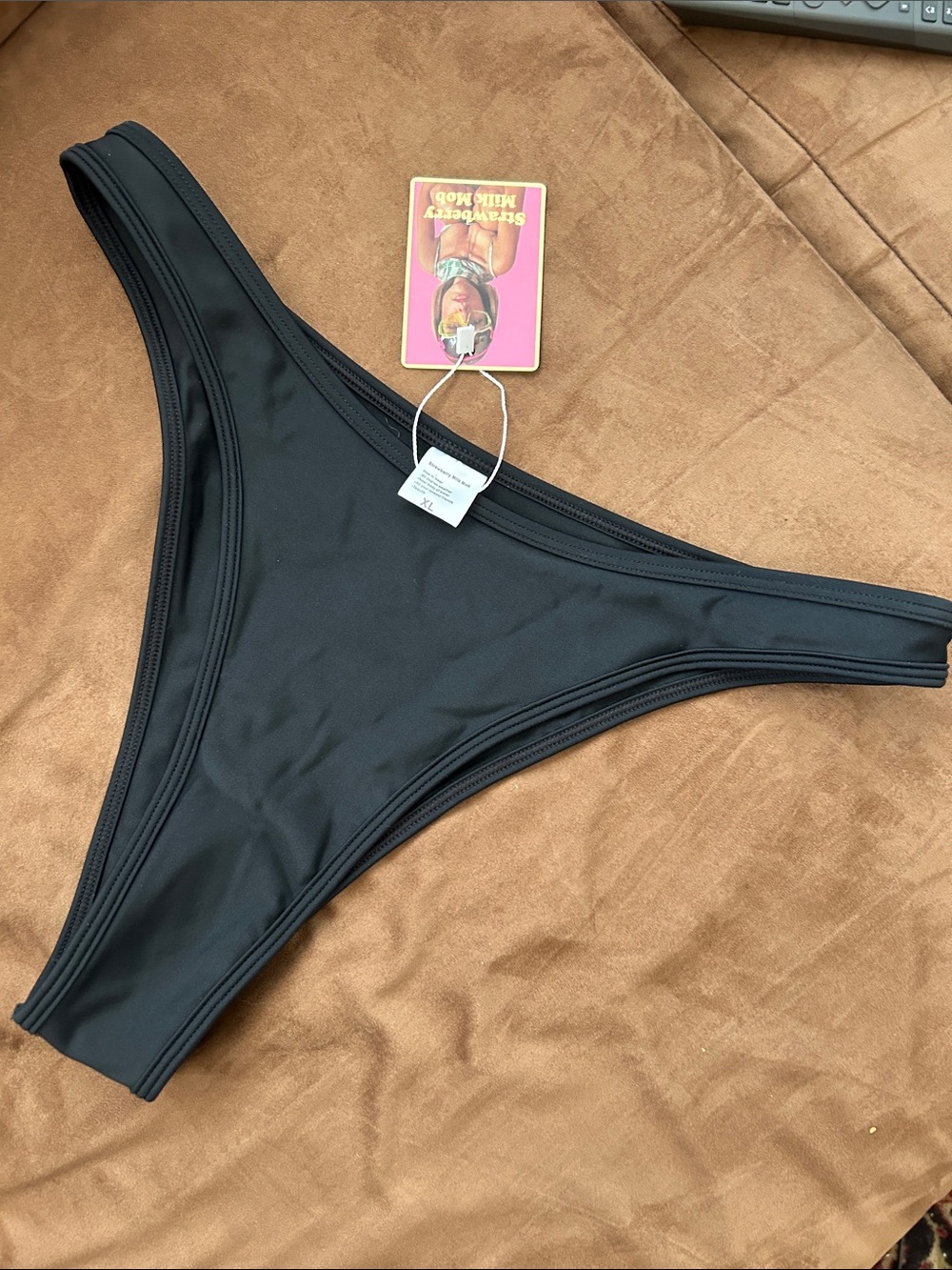 Strawberry Milk Mob Black High-Leg Bikini Bottom